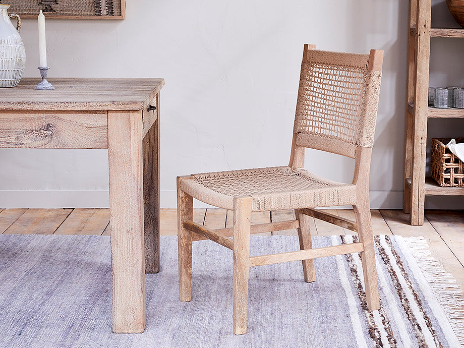 Aamani Mango Wood & Cord Dining Chair - Natural