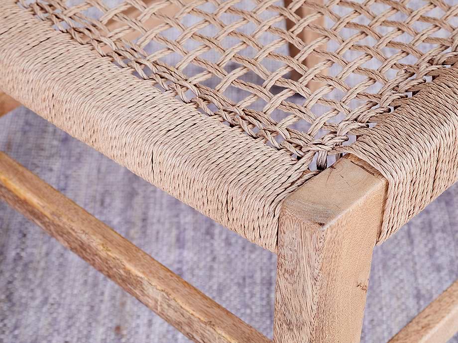 Aamani Mango Wood & Cord Dining Chair - Natural