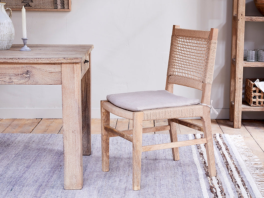 Aamani Mango Wood & Cord Dining Chair - Natural