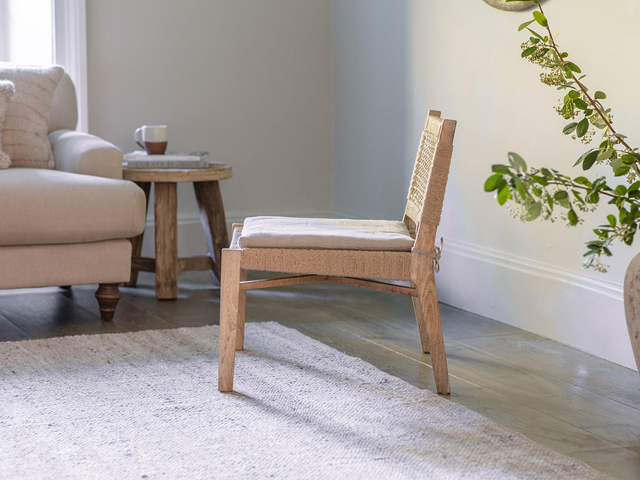 Aamani Mango Wood & Cord Occasional Chair - Natural