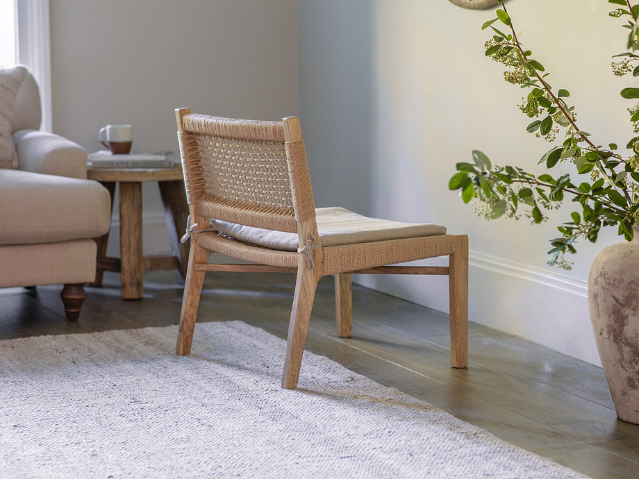 Aamani Mango Wood & Cord Occasional Chair - Natural
