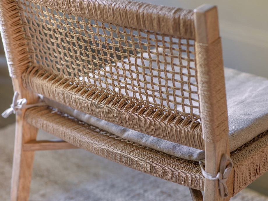 Aamani Mango Wood & Cord Occasional Chair - Natural