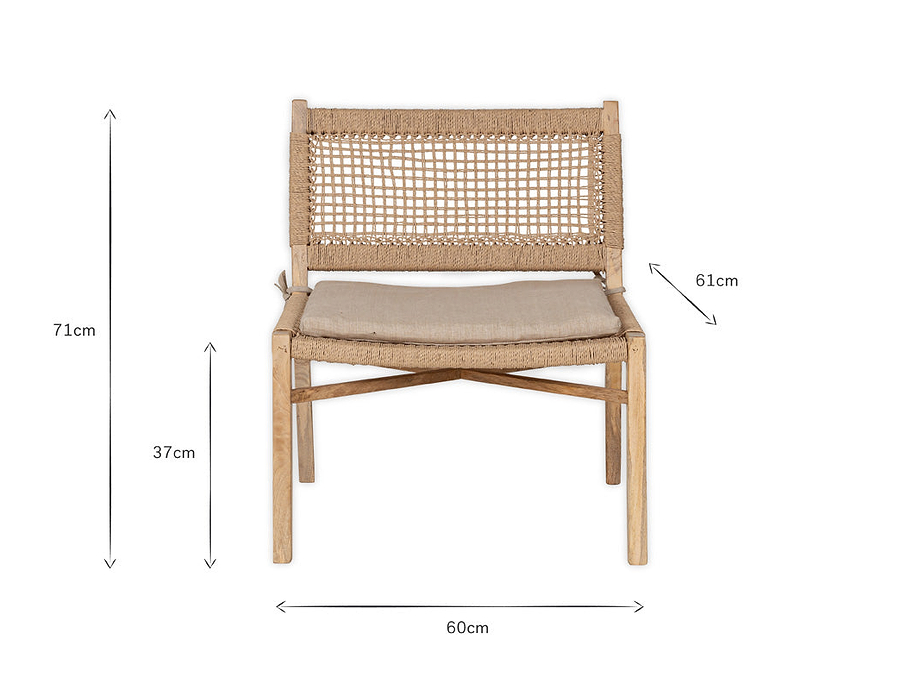 Aamani Mango Wood & Cord Occasional Chair - Natural