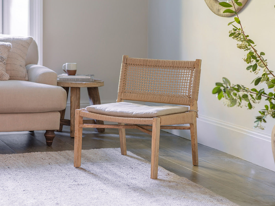 Aamani Mango Wood & Cord Occasional Chair - Natural