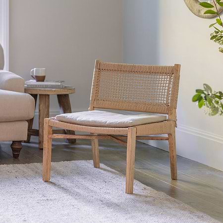 Aamani Mango Wood & Cord Occasional Chair - Natural-nkuku