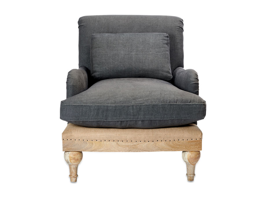 Abe Deconstructed Linen Armchair - Charcoal