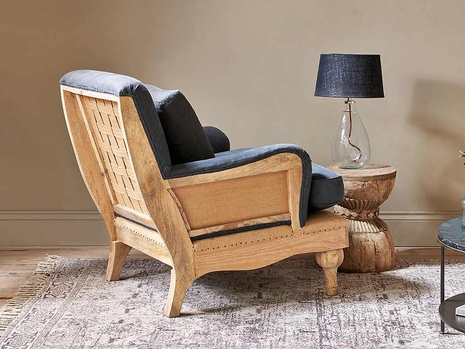Abe Deconstructed Linen Armchair - Charcoal