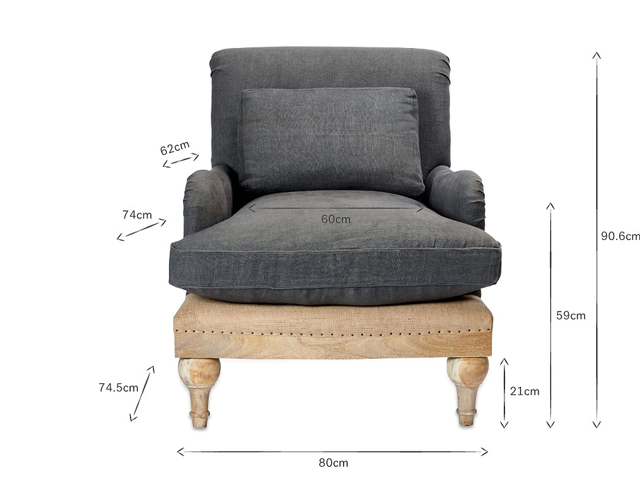 Abe Deconstructed Linen Armchair - Charcoal