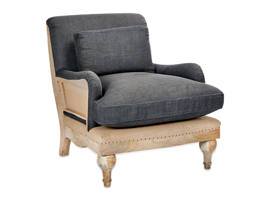 Abe Deconstructed Linen Armchair - Charcoal