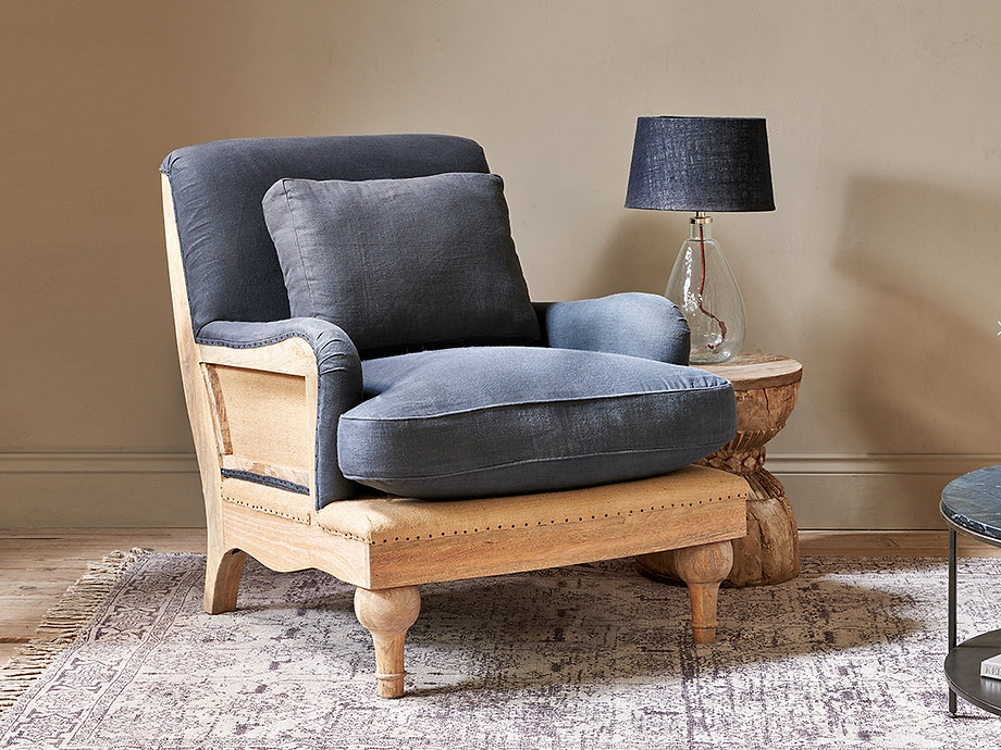 Abe Deconstructed Linen Armchair - Charcoal