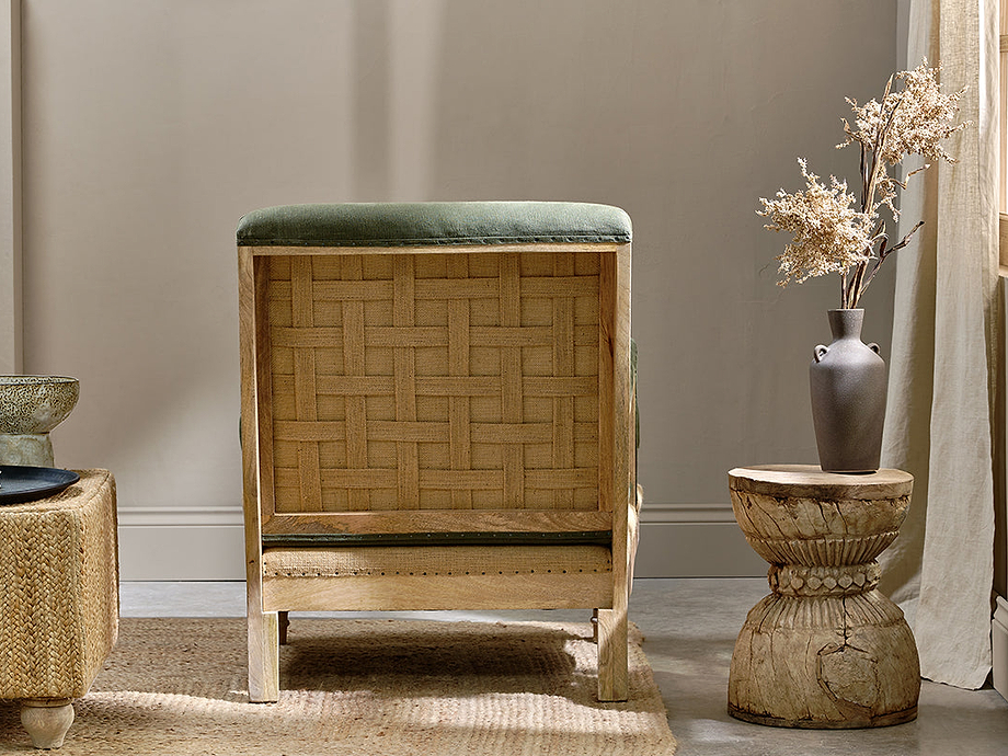 Abe Deconstructed Linen Armchair - Olive