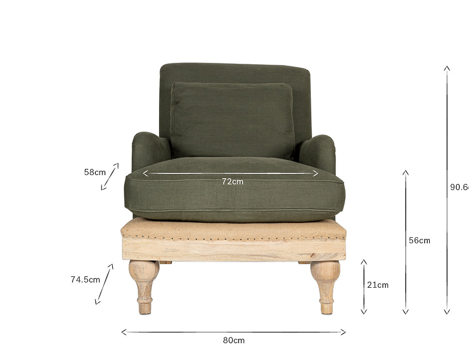 Abe Deconstructed Linen Armchair - Olive