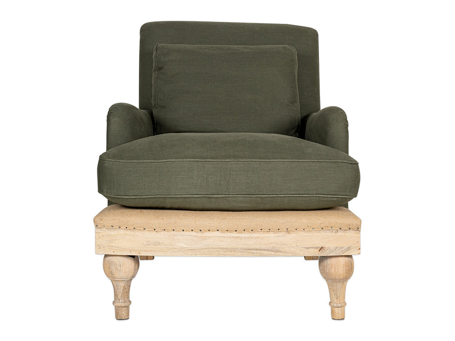 Abe Deconstructed Linen Armchair - Olive