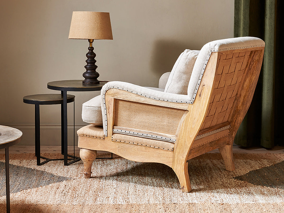 Abe Deconstructed Linen Armchair - Stone