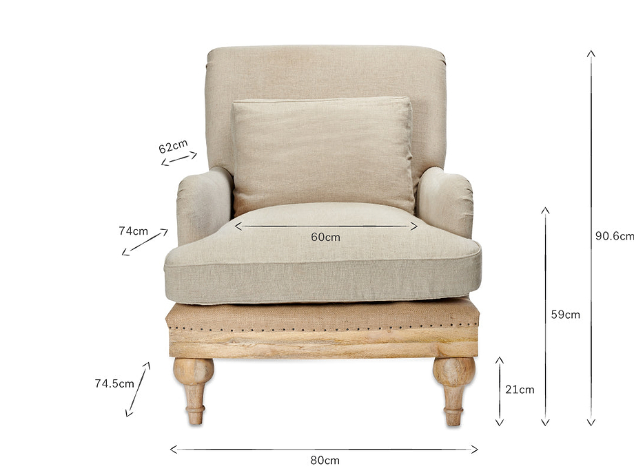 Abe Deconstructed Linen Armchair - Stone