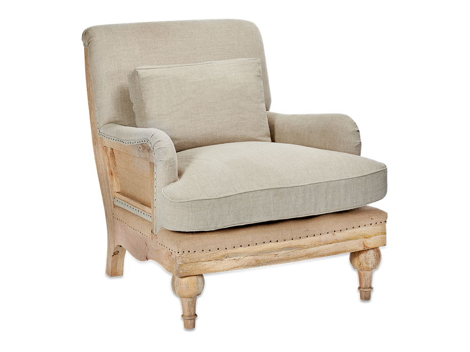 Abe Deconstructed Linen Armchair - Stone
