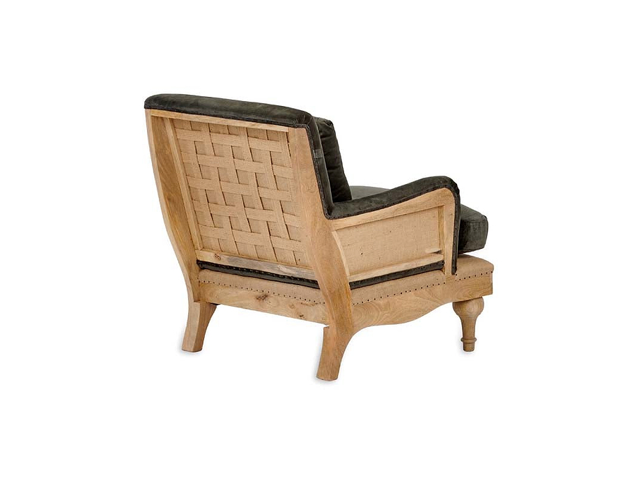 Abe Deconstructed Velvet Armchair - Moss