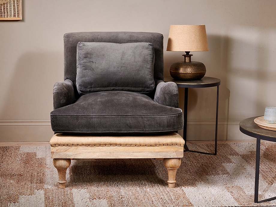 Abe Deconstructed Velvet Armchair - Moss