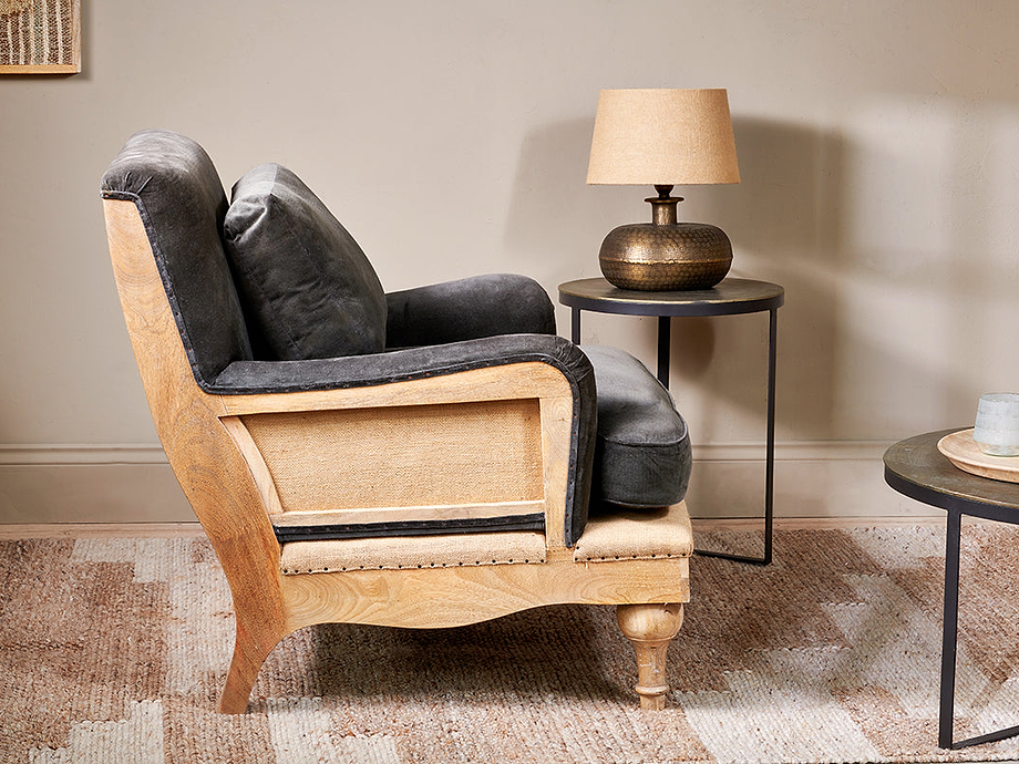 Abe Deconstructed Velvet Armchair - Moss