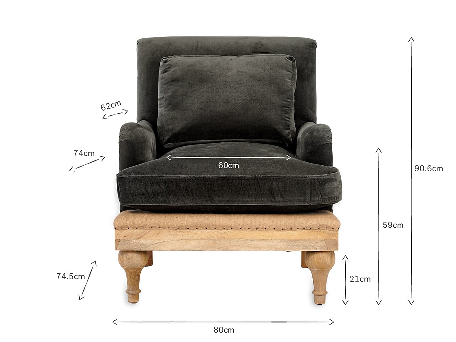 Abe Deconstructed Velvet Armchair - Moss