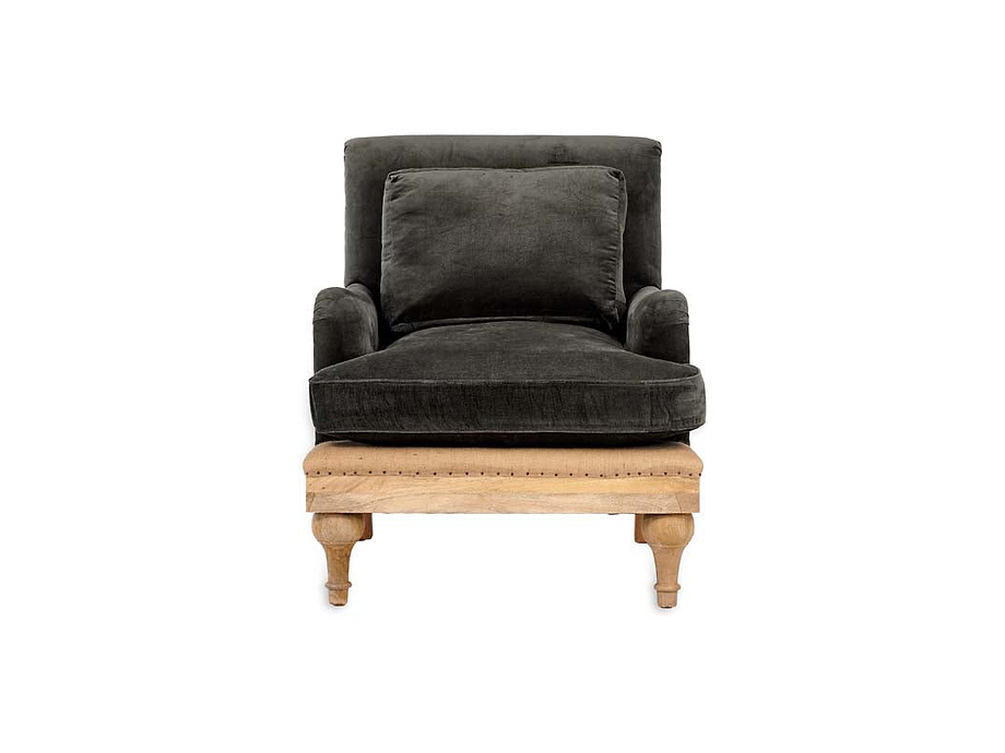 Abe Deconstructed Velvet Armchair - Moss