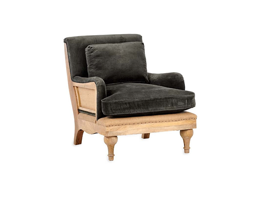 Abe Deconstructed Velvet Armchair - Moss