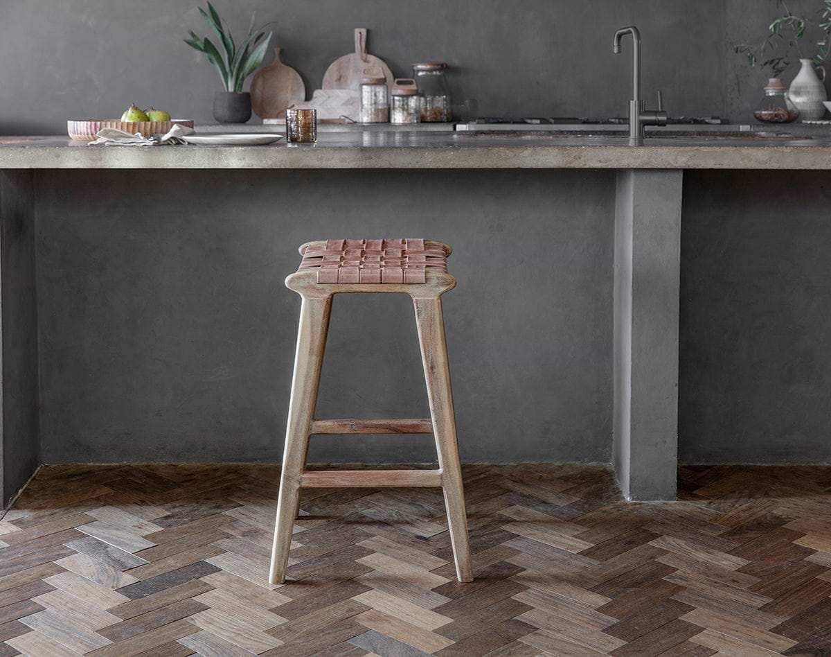 Adembi Woven Leather Counter Stool