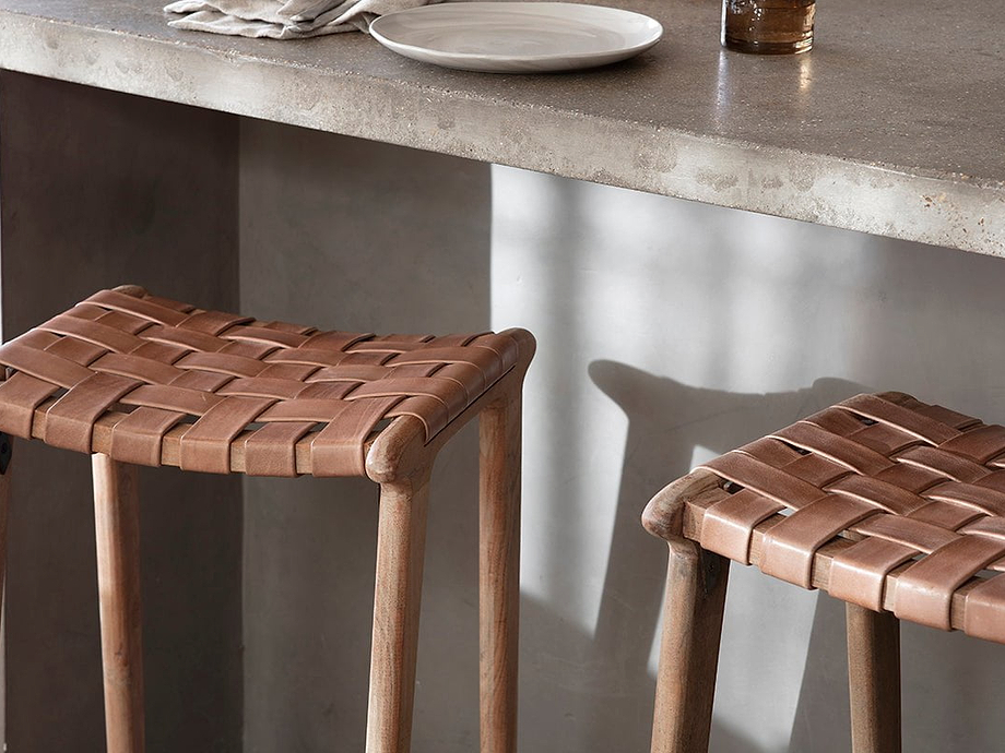 Adembi Woven Leather Counter Stool