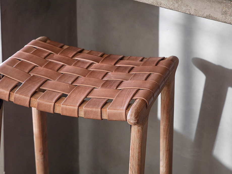 Adembi Woven Leather Counter Stool