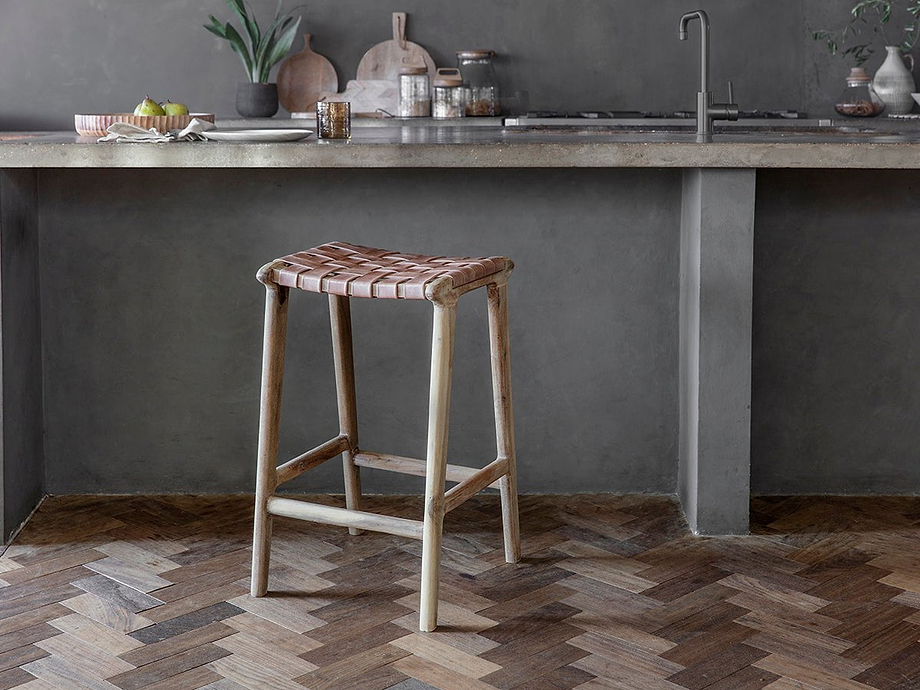 Adembi Woven Leather Counter Stool