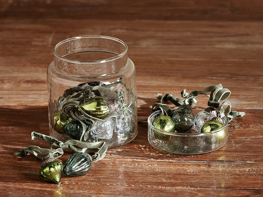 Adisa Bauble Jar - Mixed Green & Clear (Set of 16)