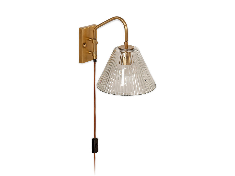 Akoli Glass Wall Lamp - Clear & Antique Brass