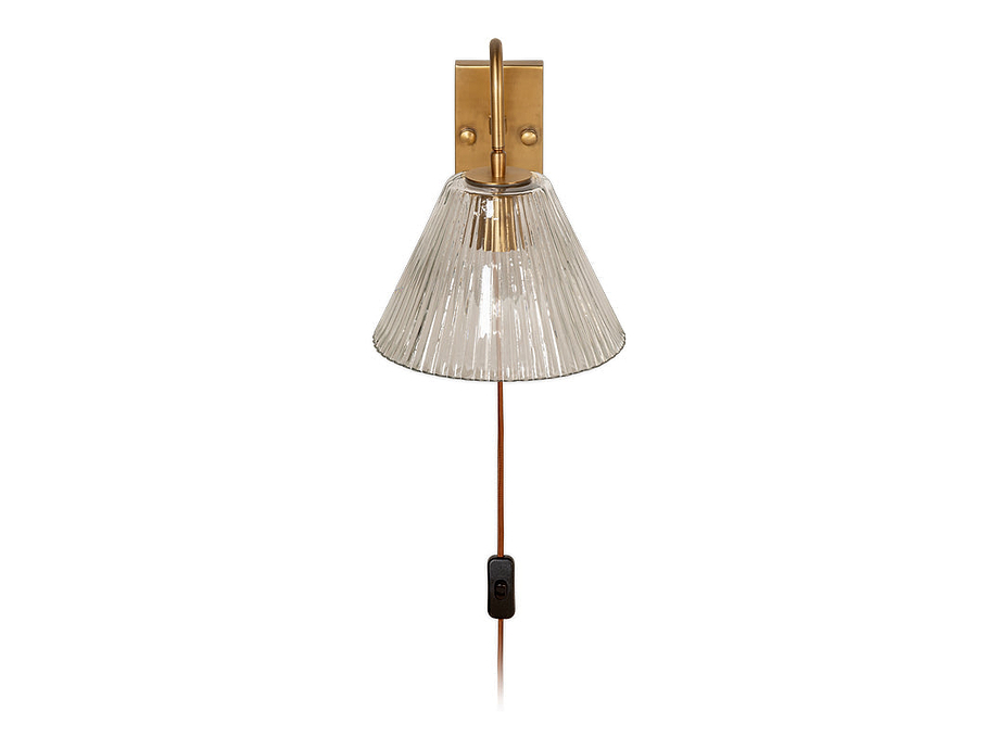 Akoli Glass Wall Lamp - Clear & Antique Brass