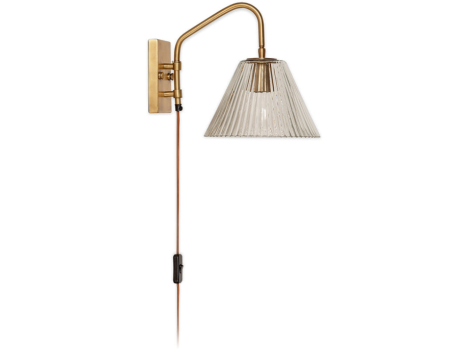 Akoli Glass Wall Lamp - Clear & Antique Brass