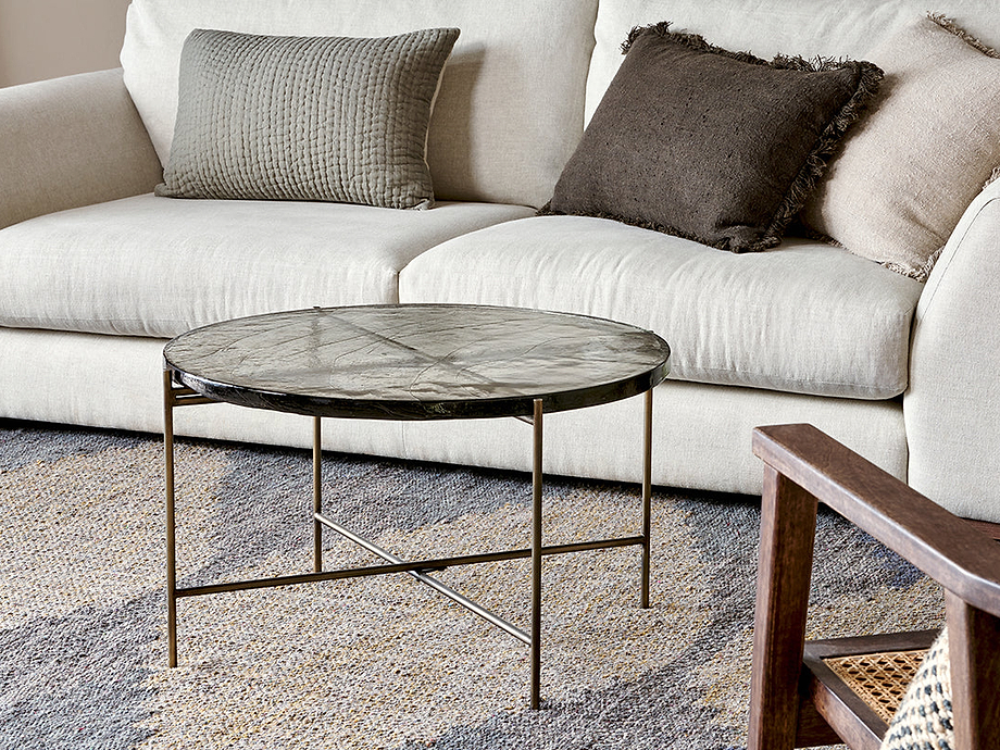 Aluva Glass Coffee Table - Clear & Antique Brass