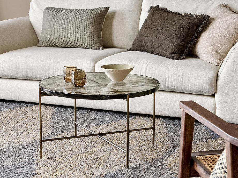 Aluva Glass Coffee Table - Clear & Antique Brass