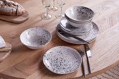 Ama Dinnerware Set - Splatter - (Set of 12)-nkuku