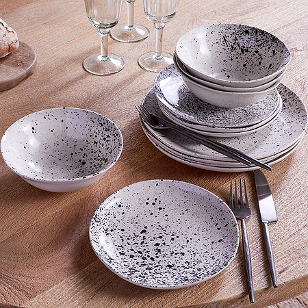 Ama Splatter Dinnerware Set - (Set of 12)-nkuku
