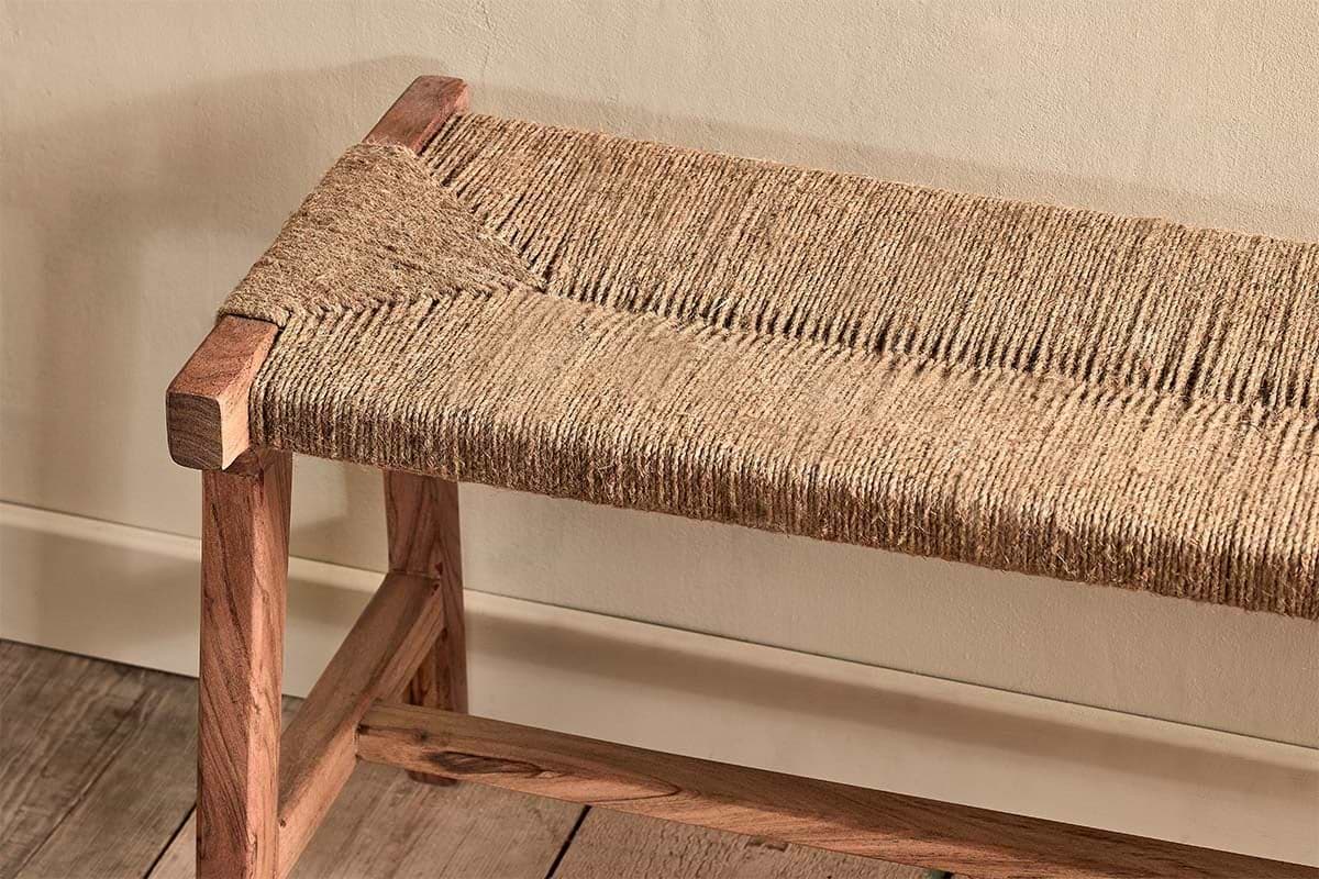 Jute Woven Bench Woven Seat Wood And Rope Bench Agave South Shore