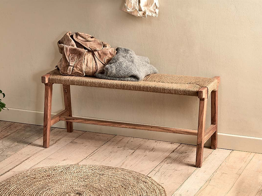 Amhara Acacia & Jute Woven Bench