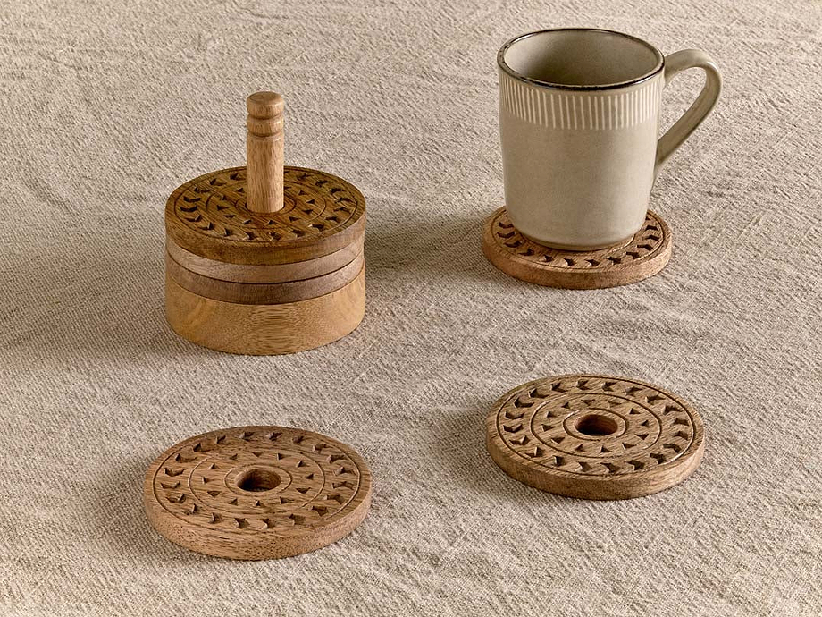 Anali Mango Wood Coasters - Natural