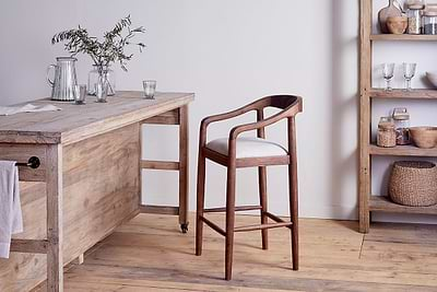 Anbu Acacia Upholstered Counter Chair - Washed Walnut-nkuku