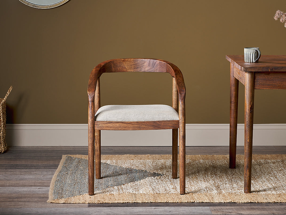 Anbu Acacia Upholstered Dining Chair - Washed Walnut