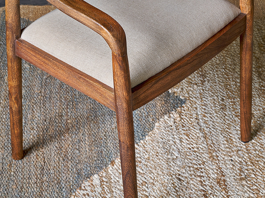 Anbu Acacia Upholstered Dining Chair - Washed Walnut