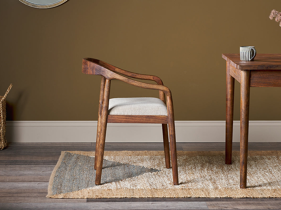 Anbu Acacia Upholstered Dining Chair - Washed Walnut