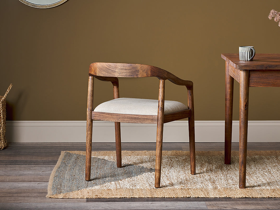 Anbu Acacia Upholstered Dining Chair - Washed Walnut