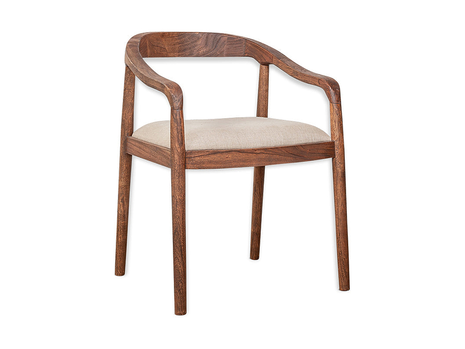 Anbu Acacia Upholstered Dining Chair - Washed Walnut