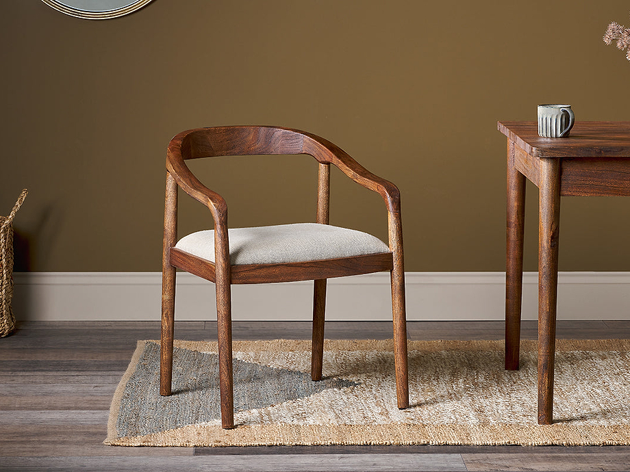 Anbu Acacia Upholstered Dining Chair - Washed Walnut