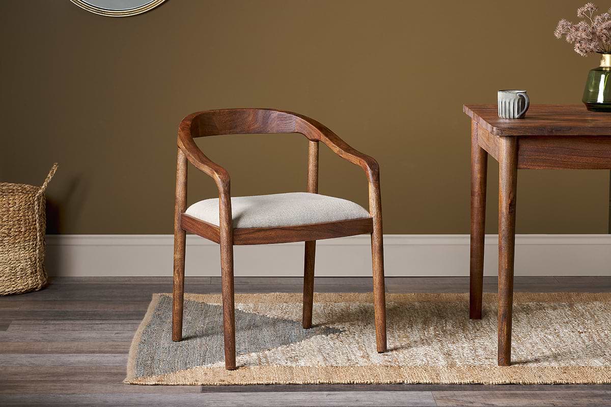 Anbu Acacia Upholstered Dining Chair Washed Walnut