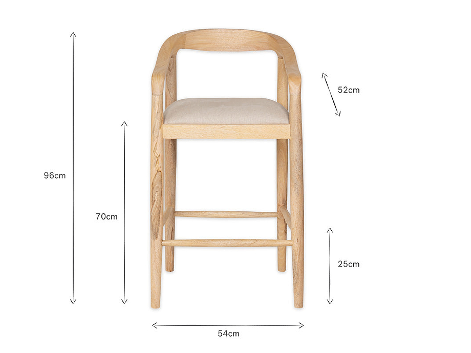 Anbu Mango Wood Upholstered Counter Chair - Natural